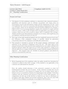 Activity Code 19414, Compliance Audit CAS 414, Version 5.6, dated  November 2009