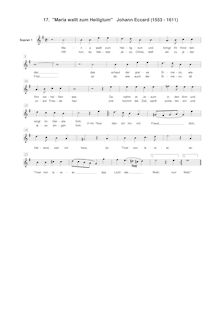 Partition Soprano 1 , partie, Maria wallt zum Heiligtum, Eccard, Johannes par Johannes Eccard