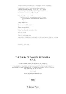 Diary of Samuel Pepys — Complete 1667 N.S.
