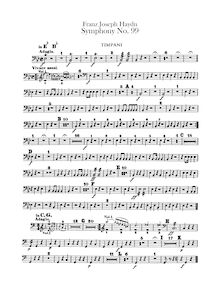 Partition timbales, Symphony No.99 en E♭ major, Sinfonia No.99, Haydn, Joseph