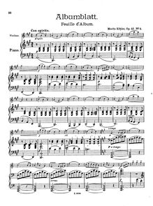 Partition , Albumblatt - partition de piano, 16 Compositions, Sechzehn Compozitionen für Violine mit Klavierbegleitung in 4 Abstufungen