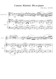 Partition de piano, Canzon Klarinet en Piano, Ostijn, Willy