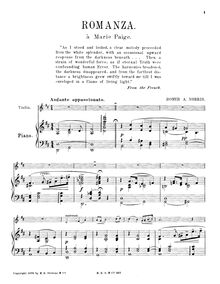 Partition complète, Romanza en D major, Romanza (Andante appassionata) for Violin and Piano