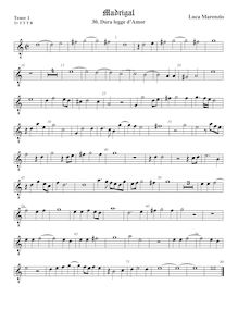 Partition ténor viole de gambe 1, octave aigu clef, madrigaux pour 5 voix -  Luca Marenzio