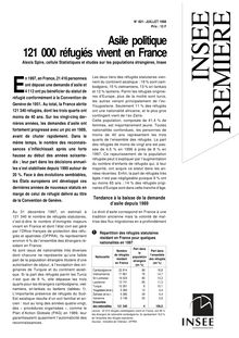 Asile politique - 121 000 réfugiés vivent en France  