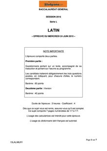 Sujet BAC L 2015 Latin