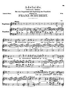 Partition complète, Adelaide, A♭ major, Schubert, Franz