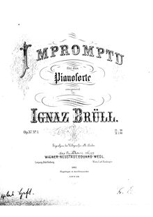 Partition No.1 - Impromptu, 3 Piano pièces, Op.37, Brüll, Ignaz