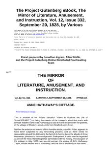 The Mirror of Literature, Amusement, and Instruction - Volume 12, No. 332, September 20, 1828