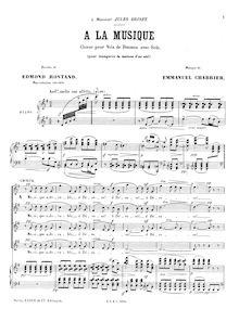 Partition Complete Vocal Score, À la musique, Chabrier, Emmanuel
