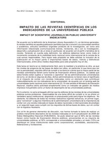 IMPACTO DE LAS REVISTAS CIENTÍFICAS EN LOS INDICADORES DE LA UNIVERSIDAD PÚBLICA (IMPACT OF SCIENTIFIC JOURNALS IN PUBLIC UNIVERSITY INDICATORS)