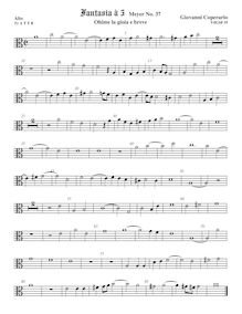 Partition ténor viole de gambe 1, alto clef, Fantasia pour 5 violes de gambe, RC 58