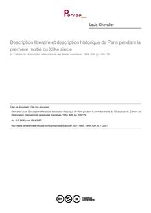 Description littéraire et description historique de Paris pendant la première moitié du XIXe siècle - article ; n°1 ; vol.6, pg 165-179