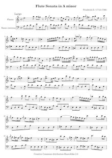 Partition complète, 12 flûte sonates, Frederick II