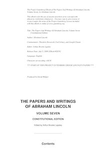 The Writings of Abraham Lincoln — Volume 7: 1863-1865