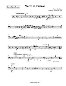 Partition basse Trombone, March en D minor, D minor, Bruckner, Anton