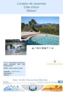 Location de vacances Côte d'Azur Maison