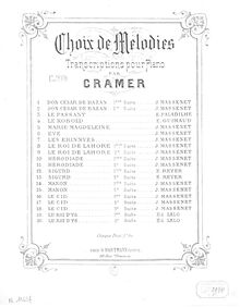 Partition  No.1, Choix de mélodies sur  Le roi d Ys , Cramer, Henri (fl. 1890)