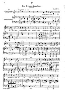 Partition complète, transposition pour low voix (C minor), Am Grabe Anselmos, D.504 (Op.6 No.3)