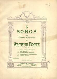 Partition couverture couleur, 5 chansons, Op.72, Foote, Arthur