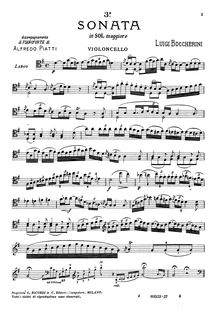 Partition de violoncelle, violoncelle Sonata en G Major, G.5