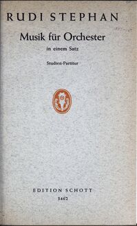 Partition couverture couleur, Musik für Orchester, in einem Satz. Musik für Orchester 1912.