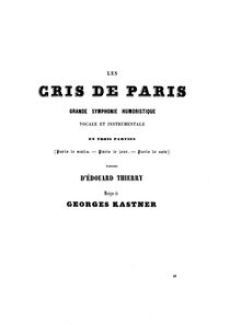 Partition Les Cris de Paris, Les voix de Paris, Kastner, Jean-Georges
