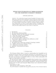 FINITE TYPE INVARIANTS OF THREE MANIFOLDS AND THE DIMENSION SUBGROUP PROBLEM