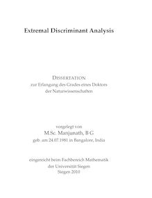 Extremal discriminant analysis [Elektronische Ressource] / vorgelegt von Manjunath, B G