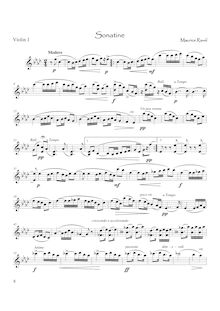Partition violon 1, Sonatine, Sonatina, F♯ minor, Ravel, Maurice