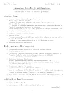 Programme des colles de mathématiques Anneaux-Corps Entiers ...