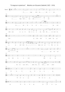Partition ténor [C3 clef], O magnum mysterium, Gabrieli, Giovanni par Giovanni Gabrieli