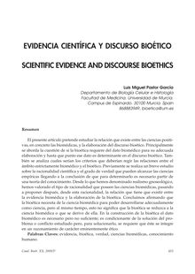 Evidencia Científica y Discurso Bioético (Scientific Evidence and Discourse Bioethics)