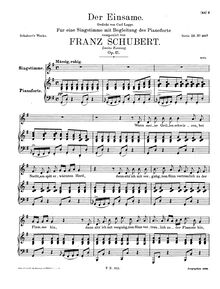 Partition 2nd version, Original key, Der Einsame, D.800 (Op.41)