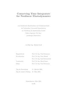 Conserving time integrators for nonlinear elastodynamics [Elektronische Ressource] / von Michael Groß