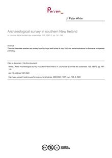 Archaeological survey in southern New Ireland - article ; n°2 ; vol.105, pg 141-146