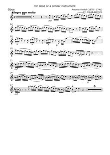 Partition hautbois Solo, hautbois Concerto en A minor, A minor, Vivaldi, Antonio