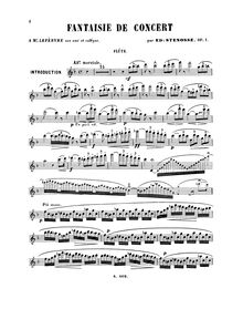 Partition flûte , partie, Fantaisie de concert, Op.1, Sténosse, Edmond