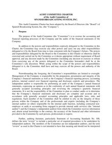 AUDIT COMMITTEE CHARTER of the Audit Committee of SPANISH