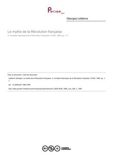 Le mythe de la Révolution française - article ; n°1 ; vol.259, pg 1-7