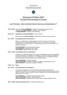 Séminaire 29 Mars 2007 Conseil Économique et Social