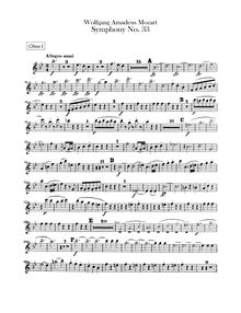 Partition hautbois 1, 2, Symphony No.33, B♭ major, Mozart, Wolfgang Amadeus