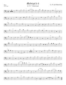 Partition viole de basse, Madrigali a Quattro Voci, Palestrina, Giovanni Pierluigi da