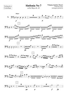 Partition violoncelles / Basses, Symphony No.7 en D major, D major