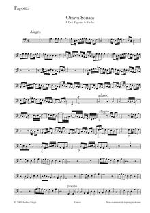 Partition basson, Ottava Sonata  A Doi. Fagotto & violon, Castello, Dario