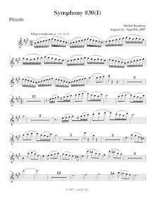 Partition Piccolo, Symphony No.30, A major, Rondeau, Michel par Michel Rondeau