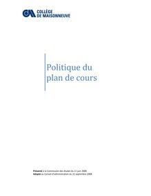 Politique du plan de cours - Septembre 2008x
