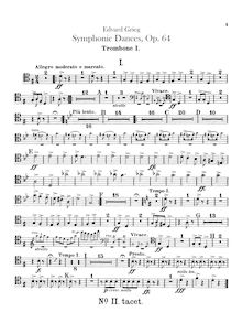 Partition Trombone 1, 2, 3, Tuba, symphonique Dances, Grieg, Edvard