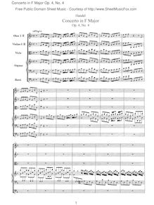 Partition Concerto No.4 en F, HWV 292, 6 orgue Concertos, HWV 289-294 (Op.4)