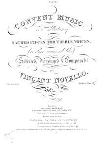 Partition Volume 1, Convent music; ou a Collection of sacré pièces pour aigu voix, (ou other voix ad lib.)